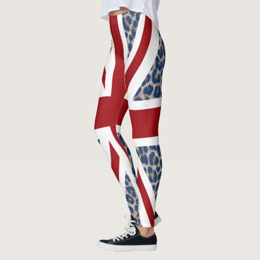 Cooler Gewerkschafts-Jack-blaue Leopard-Flagge Leggings (Links)