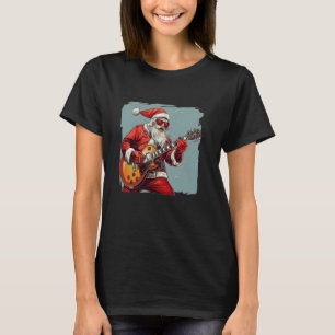 Cooler Gitarrist im Weihnachtsmann T-Shirt