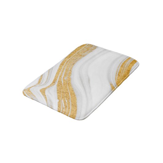 Cooler Glitzer aus weißem Marmor Badematte (Schrägansicht)