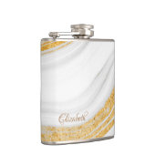 Cooler Glitzer aus weißem Marmor Flachmann (Rechts)