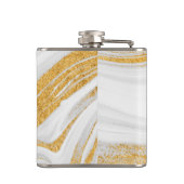 Cooler Glitzer aus weißem Marmor Flachmann (Rückseite)