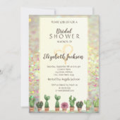 Cooler Glitzer Bokeh Cactus Brautparty Einladung (Vorderseite)