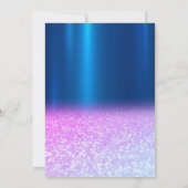 Cooler Glitzer Bokeh, Dress, Tiara, Blue Sweet 17 Einladung (Rückseite)