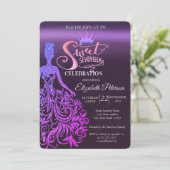 Cooler Glitzer Bokeh,Kleid,Tiara,Lila süß 17 Einladung (Stehend Vorderseite)