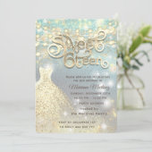 Cooler Glitzer Elegante String Lichter goldenes Fu Einladung (Stehend Vorderseite)