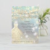 Cooler Glitzer Elegante String Lichter goldenes Fu Einladung (Stehend Vorderseite)