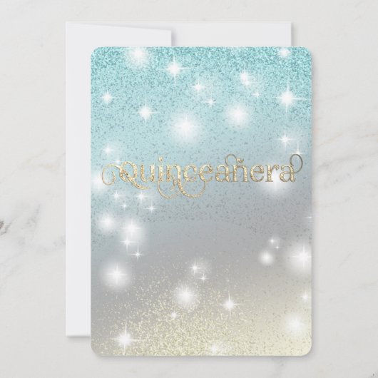 Cooler Glitzer Elegante String Lichter goldenes Fu Einladung (Rückseite)