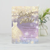 Cooler Glitzer Elegante String Lichter goldenes Fu Einladung (Stehend Vorderseite)