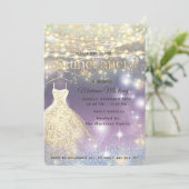 Cooler Glitzer Elegante String Lichter goldenes Fu Einladung (Stehend Vorderseite)