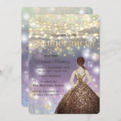 Cooler Glitzer Elegante String Lichter goldenes Fu Einladung (Vorne/Hinten)