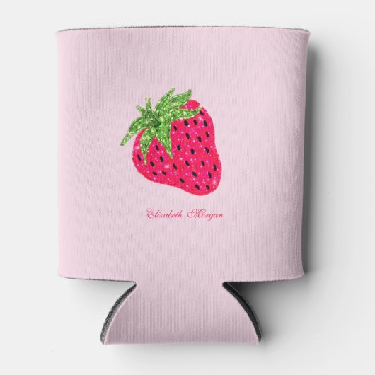 Cooler Glitzer Erdbeere Rosa Dosenkühler (Vorderseite)