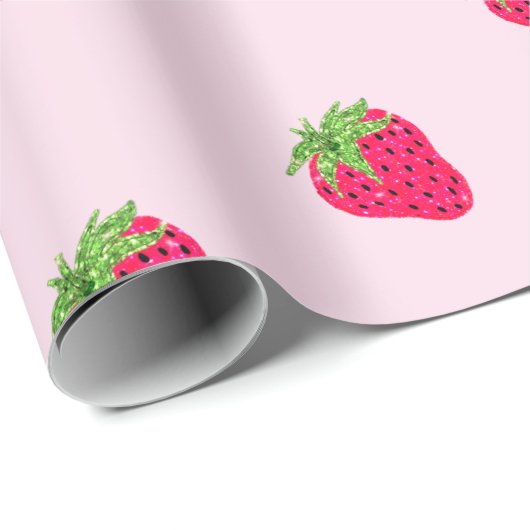Cooler Glitzer Erdbeere Rosa Geschenkpapier (Rolleneckpunkt)