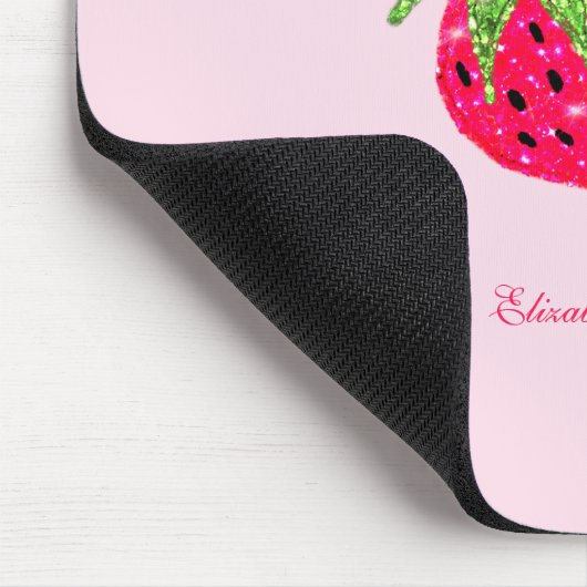 Cooler Glitzer Erdbeere Rosa Mousepad (Ecke)