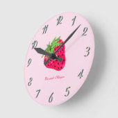 Cooler Glitzer Erdbeere Rosa Runde Wanduhr (Winkel)