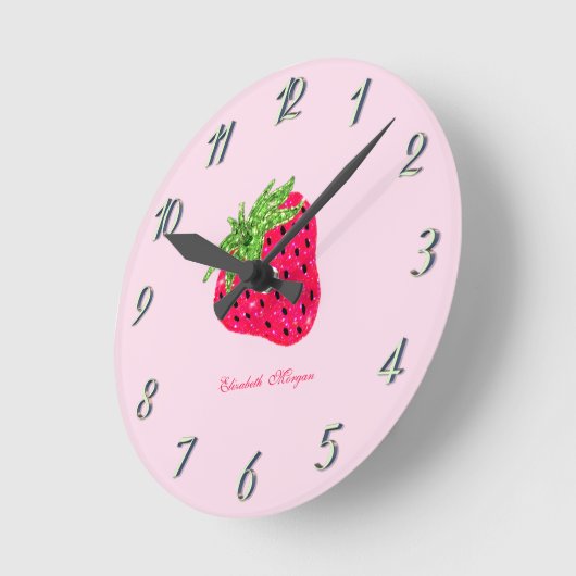 Cooler Glitzer Erdbeere Rosa Runde Wanduhr (Winkel)