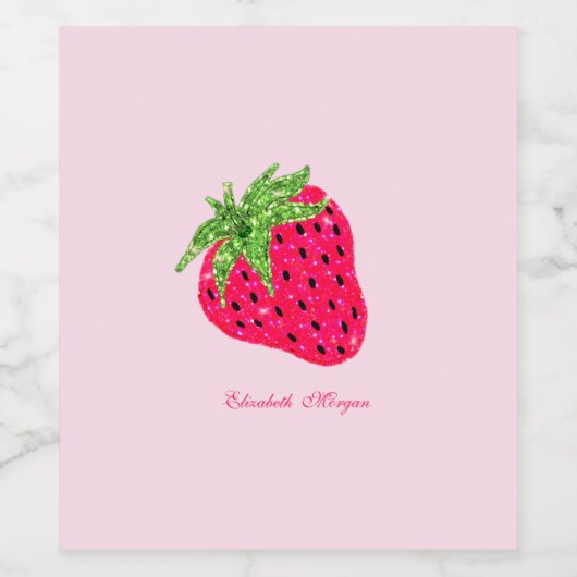 Cooler Glitzer Erdbeere Rosa Weinetikett (Einzelnes Label)