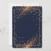 Cooler Glitzer Gradu Cap, Rose Gold Tropfen, Navy Einladung (Rückseite)