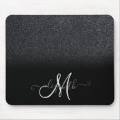 Cooler Glitzer Ombre Black Monogram Mousepad (Vorne)