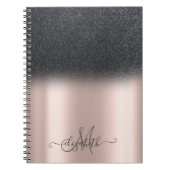 Cooler Glitzer Ombre Monogram Rose Gold Notizblock (Vorderseite)