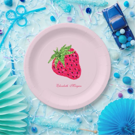 Cooler Glitzer Strawberry Pappteller (Party)