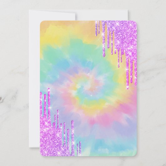 Cooler Glitzer Tropfen Gefärbte Krawatte 11. Gebur Einladung (Rückseite)