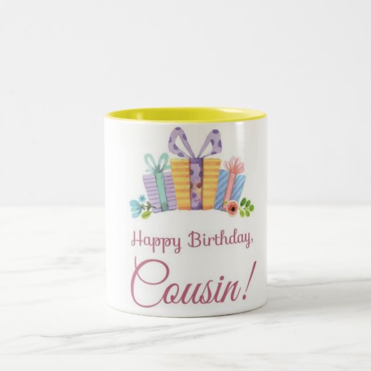 ** COOLER GLÜCKLICHER BIRTHTAGISCHER COUSIN** Zwei Zweifarbige Tasse (Mittel)