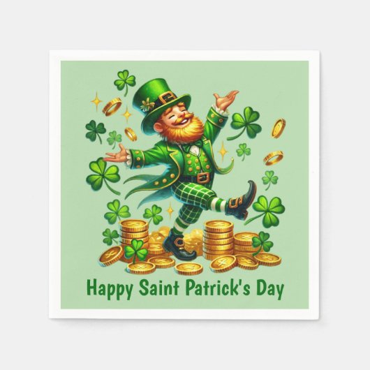 Cooler Glücklicher St. Patrick's Day Leprechaun Serviette (Vorderseite)