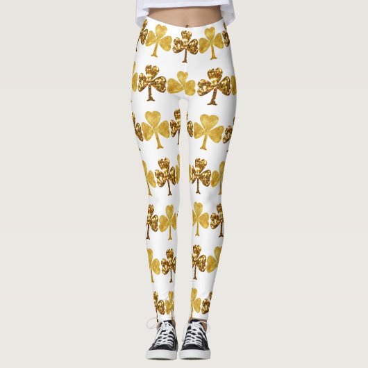 Cooler Gold Irish Kleeblatt Cloud Patricks Day Leggings (Vorderseite)