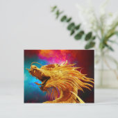 Cooler Golden Dragon bunter thailändischer Hinterg Postkarte (Stehend Vorderseite)