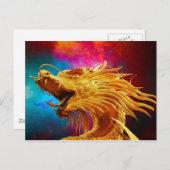 Cooler Golden Dragon bunter thailändischer Hinterg Postkarte (Vorne/Hinten)