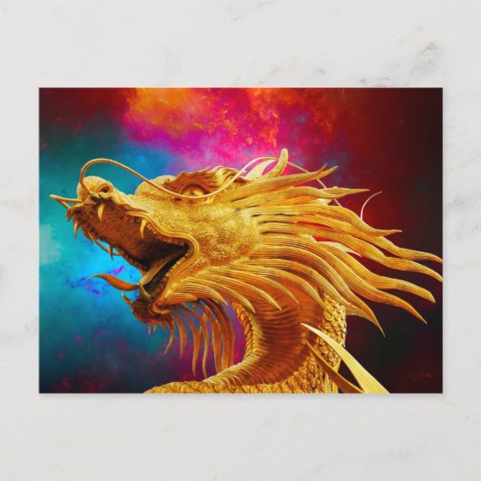 Cooler Golden Dragon bunter thailändischer Hinterg Postkarte (Vorderseite)