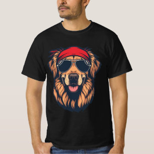 Cooler Golden Retriever mit Sonnenbrille & Bandana T-Shirt