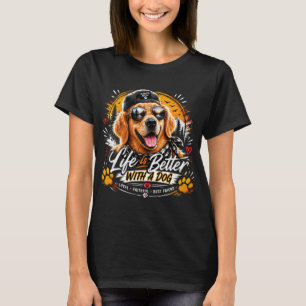 Cooler Golden Retriever mit Sonnenbrille Hundelieb T-Shirt