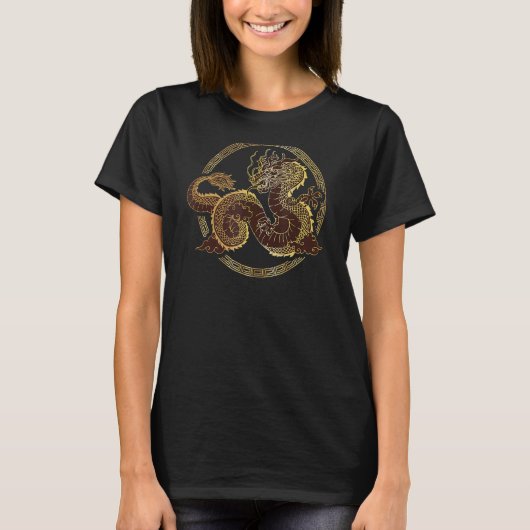 Cooler Goldener Drache T-Shirt (Vorderseite)