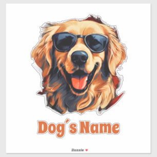 Cooler Goldener Retriever mit Sonnenbrille Aufkleber