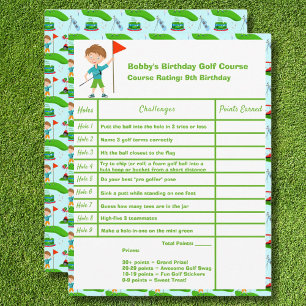 Cooler Golf-Geburtstags-Scorecard für Jungen Mitteilungskarte