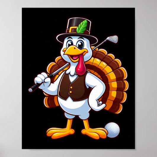 Cooler Golf Thanksgiving Gobble Spieler Truthahn G Poster (Vorne)