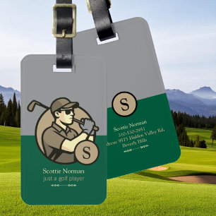 Cooler Golfer mit Golfklubs Elegant Grün Gepäckanhänger