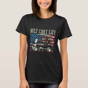 Cooler Golfwagen Vintage US-Flagge Lustiges Golfge T-Shirt