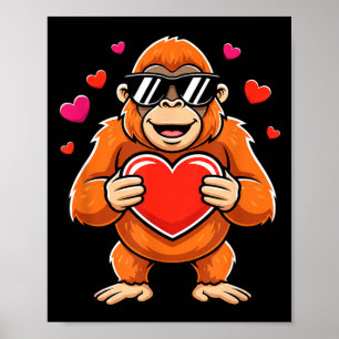 Cooler Gorilla, der Herz-Valentins-Affen-Kinder-Ju Poster