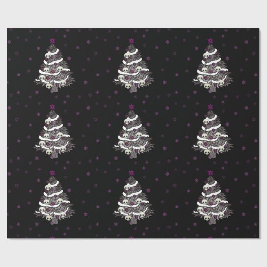 Cooler Goth Entwurf mit Baum und den Schädeln Geschenkpapier (Flach)