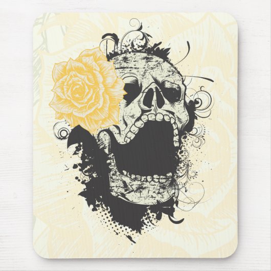 Cooler Gothic-Schädel und gelb-rosa-Ziermousepad Mousepad (Vorne)