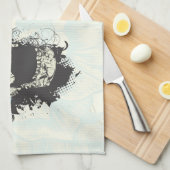 Cooler gotischer Schädel und Blaue Rose Handtuch (Viertel Falte)