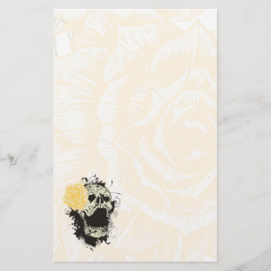 Cooler gotischer Totenkopf und gelbe Rose Papierwa Briefpapier
