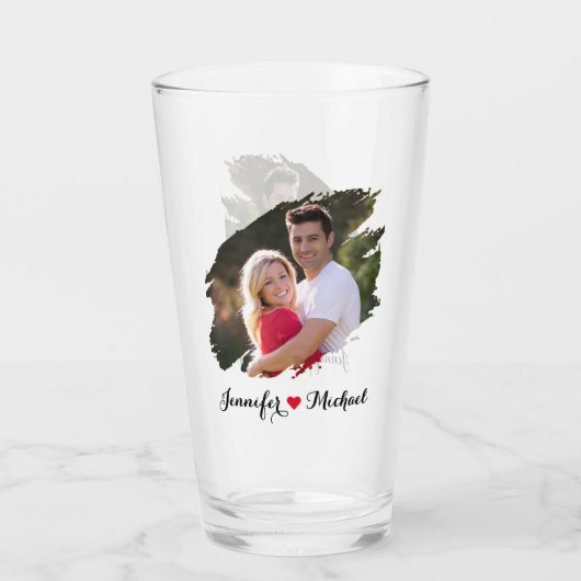 Cooler Graffiti-Effekt Paar Foto Mit Monogramm Bie Glas (Rückseite)