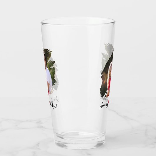 Cooler Graffiti-Effekt Paar Foto Mit Monogramm Bie Glas (Links)