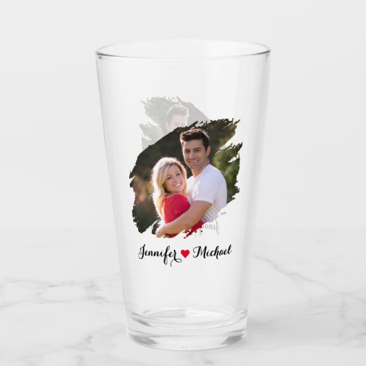 Cooler Graffiti-Effekt Paar Foto Mit Monogramm Bie Glas (Vorderseite)