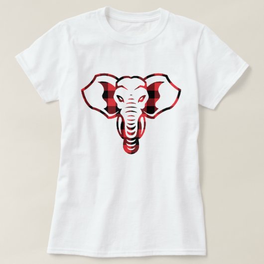 Cooler, grafisch roter Karierter Elefant T-Shirt (Design vorne)