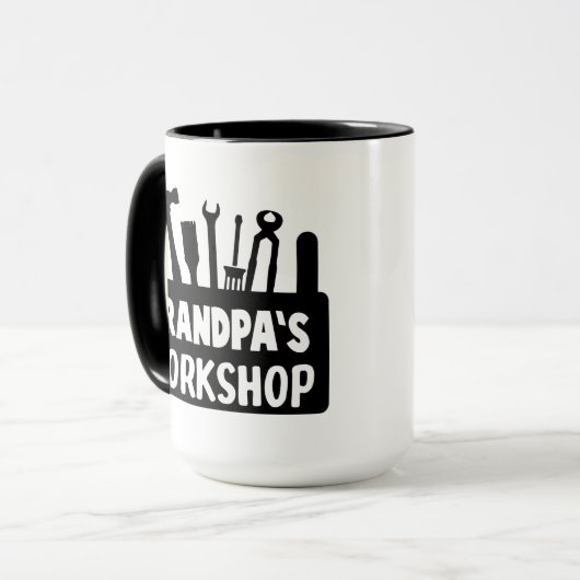 cooler Grandpas Workshop fügt Text hinzu Tasse (Vorderseite Links)