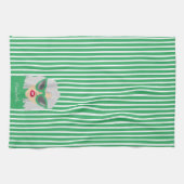 Cooler grauhaariger weiblicher Grüner Individuelle Geschirrtuch (Horizontal)